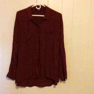 A.n.a, large, maroon button up blouse